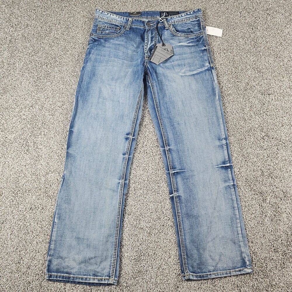 TK Axel Jeans Mens 34x29 Blue Treadwell Relaxed Straight Grunge Biker Cowboy